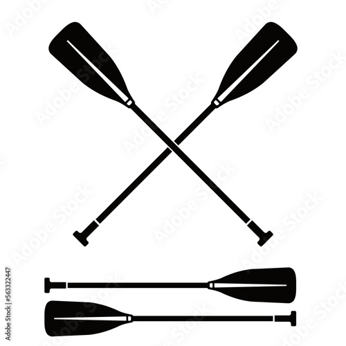 Obraz na płótnie Crossed Paddle Oars water activity Clapperboard Vector Icon Illustration Silhoue