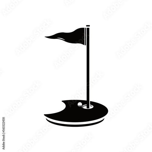 Golf Putting Green Pin Flag Vector Icon Illustration Silhouette