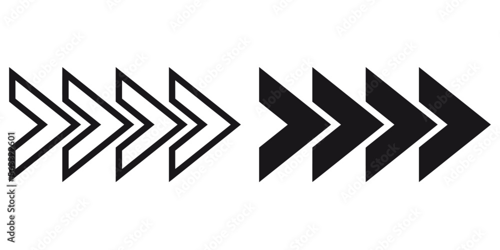 ofvs307 OutlineFilledVectorSign ofvs - arrow vector icon . right direction . 4 triangular direction pointer . isolated transparent . black outline and filled version . AI 10 / EPS 10 / PNG . g11647