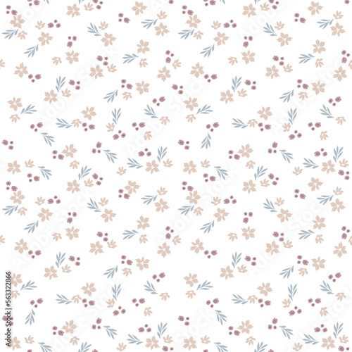 Cute little flowers  simple seamless pattern with vector hand drawn art 