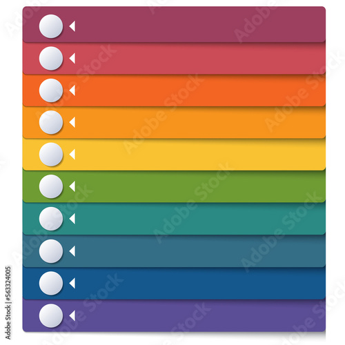 Template for Infographics from color strips for 10 options for banner, business processes, workflow, diagram, flowcharts. Isolated