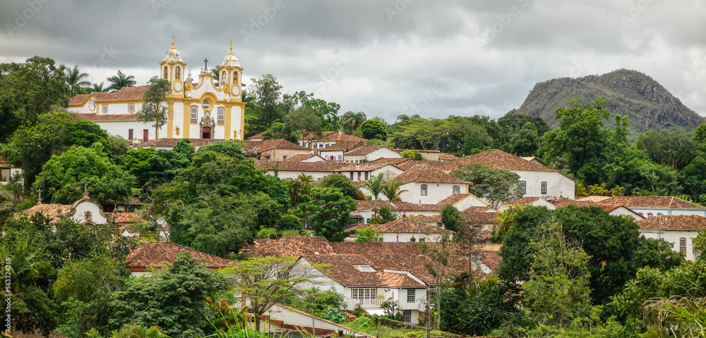 panoramic view of Tiradentes historic city, in Minas Gerais, Brazil