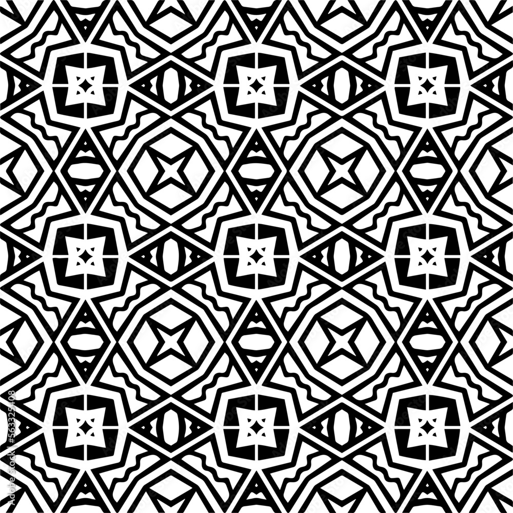 Vector pattern in geometric ornamental style. Black and white color.Seamless pattern.
Vector pattern in geometric ornamental style. Black and white color.Seamless pattern.
