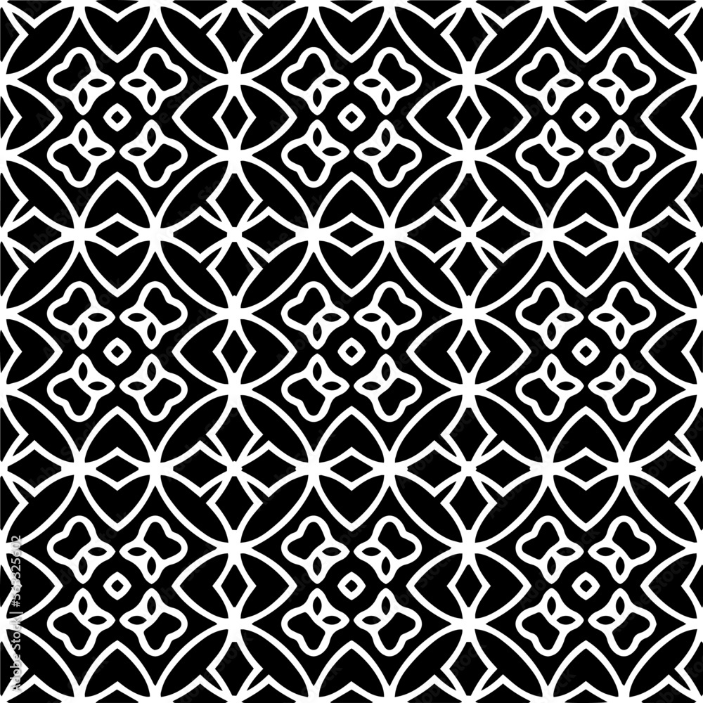 
Vector pattern in geometric ornamental style. Black and white color.Seamless pattern.