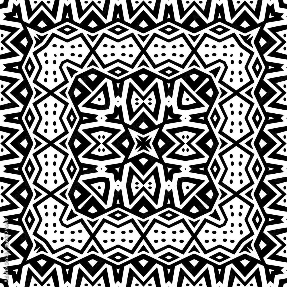 Vector pattern in geometric ornamental style. Black and white color.Seamless pattern.
Vector pattern in geometric ornamental style. Black and white color.Seamless pattern.