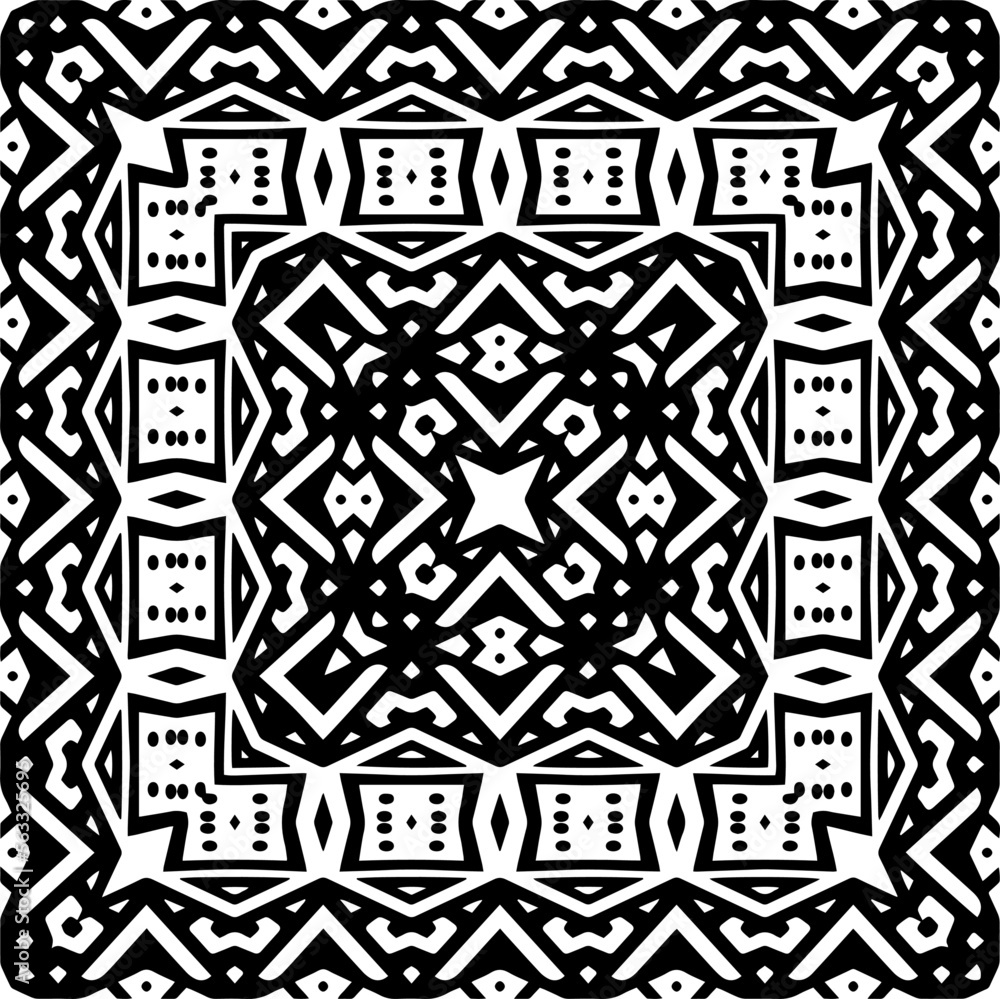 Vector pattern in geometric ornamental style. Black and white color.Seamless pattern.
Vector pattern in geometric ornamental style. Black and white color.Seamless pattern.