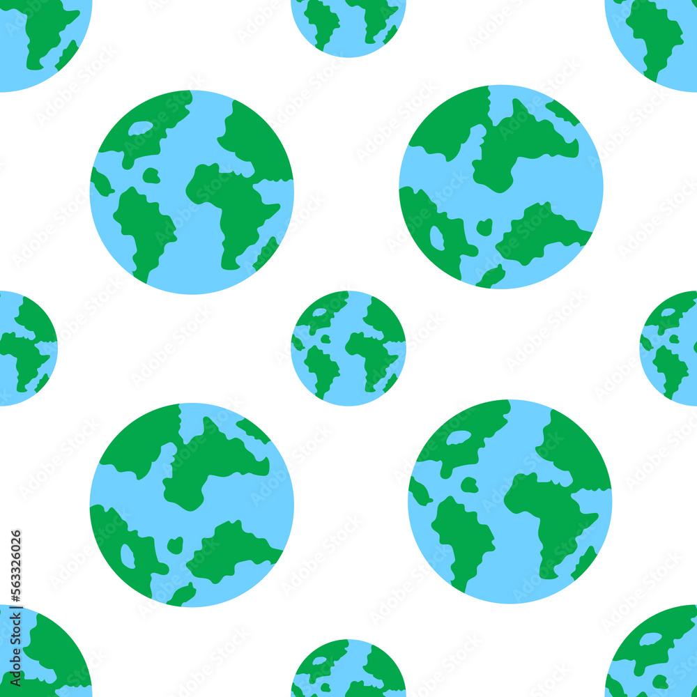 Earth globe pattern. Abstract planet icons. Love nature education concept for school. Green and blue map. Save continents and oceans. Environment background. Vector seamless texture Earth globe pattern. Abstract planet icons. Love nature education concept for school. Green and blue map. Save continents and oceans. Environment background. Vector seamless texture