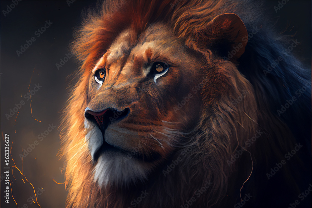 Fototapeta premium Lion created using MidJourney generative AI