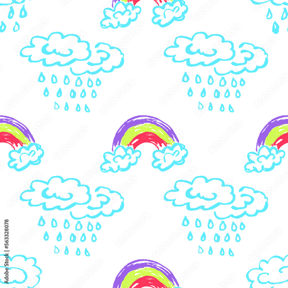 Seamless pattern. Children's drawings with wax crayons Seamless pattern. Children's drawings with wax crayons