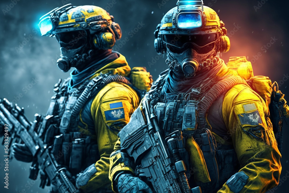 Fototapeta premium Soldiers of a special force, marines, Generative AI