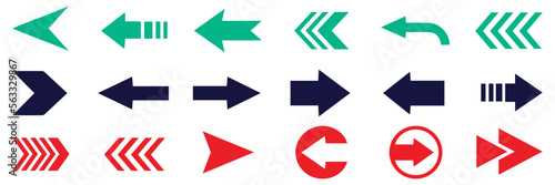 Set of icons for web. Vector arrow icons. Collection of pointers. Arrow vector icon set. Colored up down arrows collection