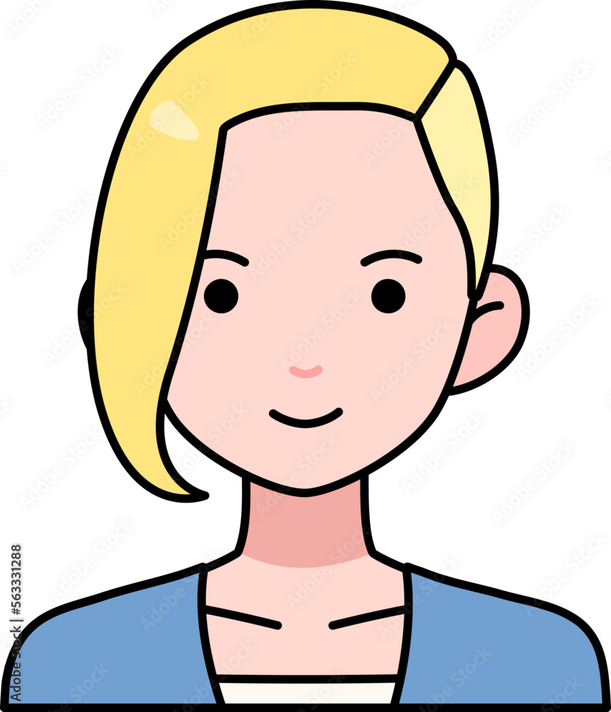 Avatar User Woman girl person people Pink Punk hair Colored Outline Style Avatar User Woman girl person people Pink Punk hair Colored Outline Style