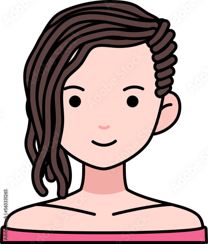 Avatar User Woman girl person people dreadlock hair Colored Outline Style