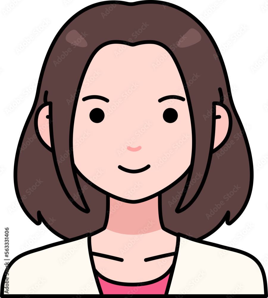 Woman girl avatar User person people short hair Colored Outline Style Woman girl avatar User person people short hair Colored Outline Style