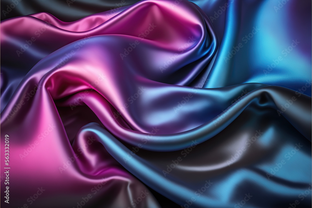 Fototapeta premium Dark blue purple pink silk satin. 