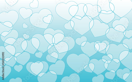 ハートの背景　フチどりされた沢山のハート