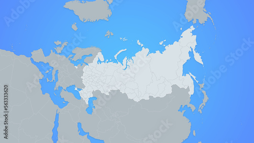 Russia map with regions and countries - neighbors