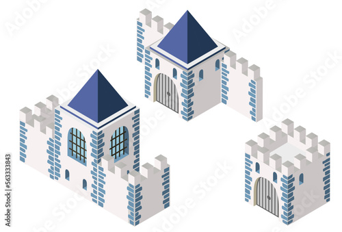 An isometric element of an ancient fortress of an urban landscape