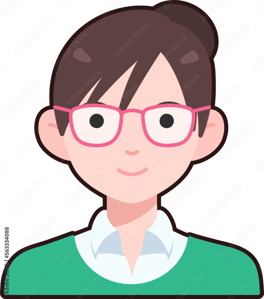 Nerd Woman boy avatar User person people glasses chignon Flat Black Outline Nerd Woman boy avatar User person people glasses chignon Flat Black Outline