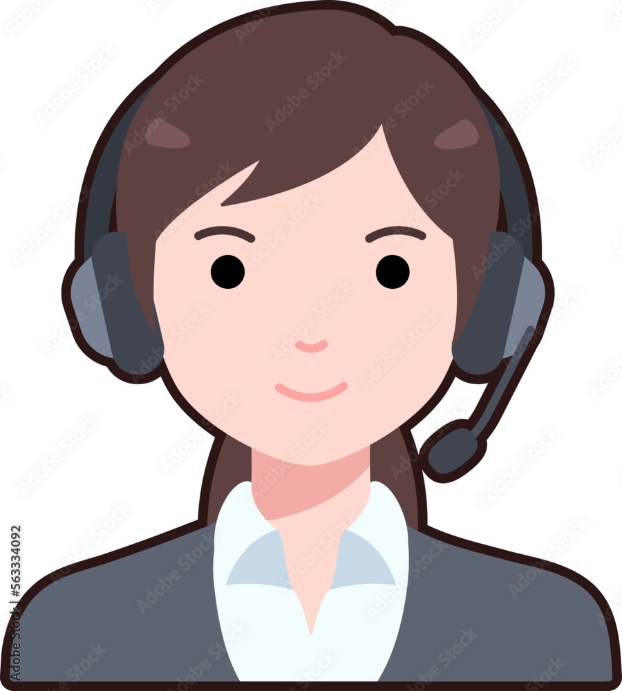 Service call center Womaan girl avatar User person people Flat Black Outline Service call center Womaan girl avatar User person people Flat Black Outline
