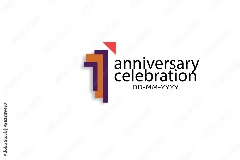 1th, 1 years, 1 year anniversary celebration abstract style logotype. anniversary with purple, yellow, orange color isolated on white background, vector design for celebration, invitation, greeting c 1th, 1 years, 1 year anniversary celebration abstract style logotype. anniversary with purple, yellow, orange color isolated on white background, vector design for celebration, invitation, greeting c