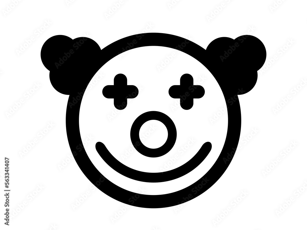 Clown icon. Funny face vector, clown costume. Circus and special attraction concept design isolated on white background