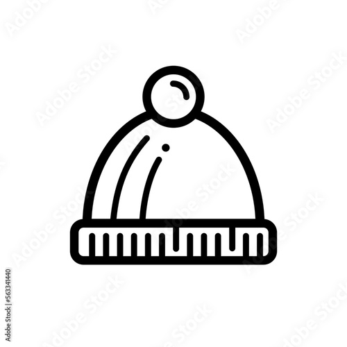 Winter wool hat with pompom - vector icon