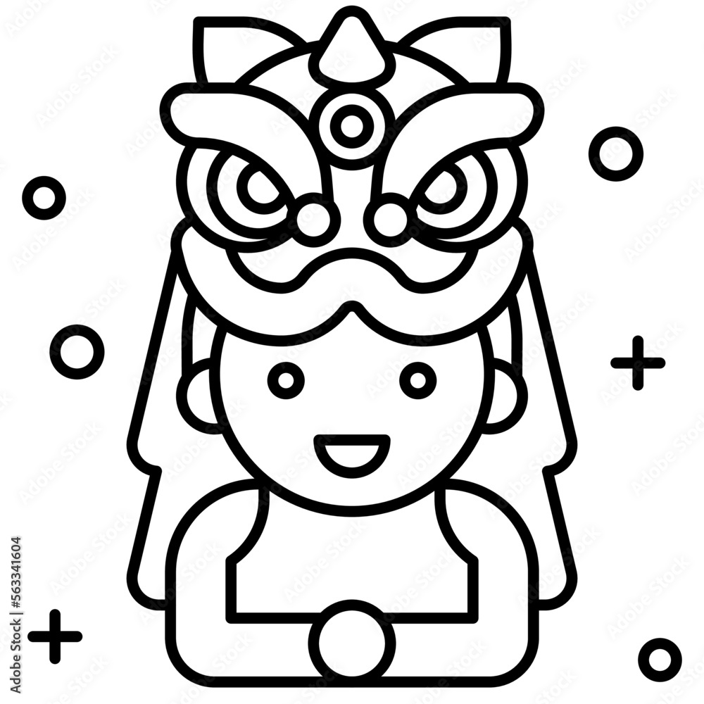Lion dance dancer greeting icon, Lion dance related vector Lion dance dancer greeting icon, Lion dance related vector