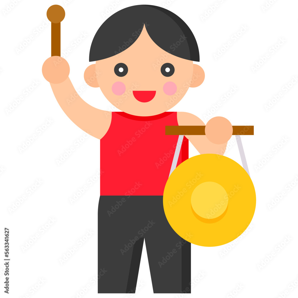 Man hitting gong icon, Lion dance related vector Man hitting gong icon, Lion dance related vector