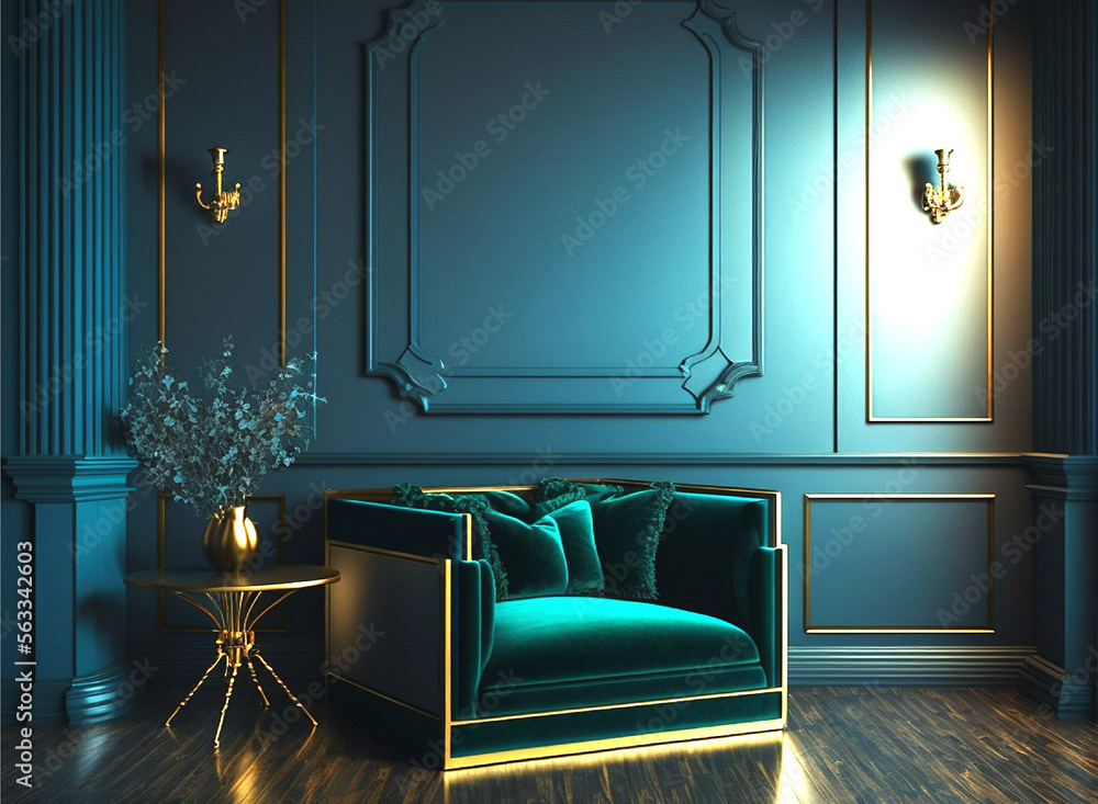 luxury dark blue indoor modern dark green architecture clean simple ...