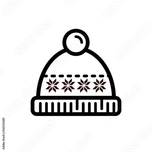 Winter wool hat with pompom - vector icon