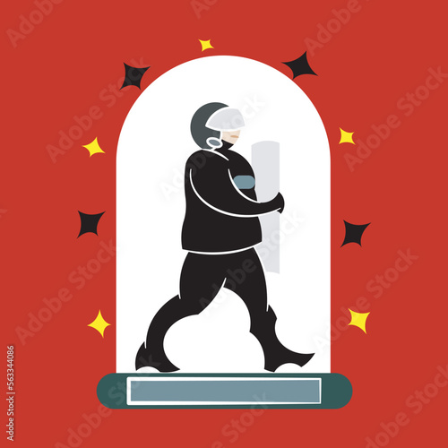  a guard with his abilities. Colored flat vector illustration