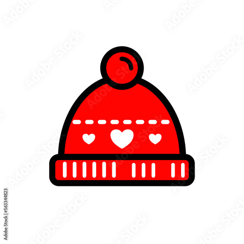 Winter wool hat with pompom - vector icon