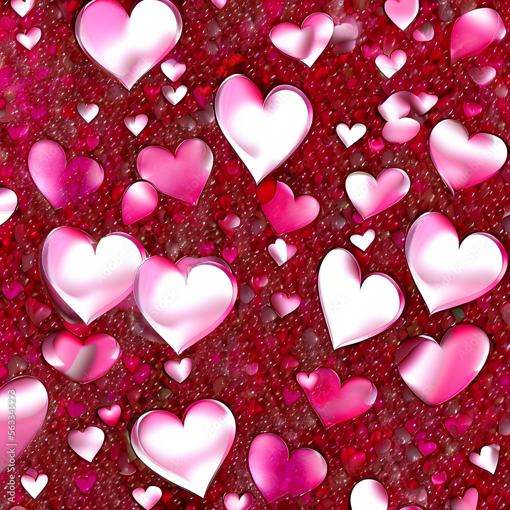 Valentine's Day Abstract Compositon of Overlapping Hearts in Pink and Red with Bokeh Effect, color of the year 2023 Valentine's Day Abstract Compositon of Overlapping Hearts in Pink and Red with Bokeh Effect, color of the year 2023