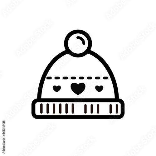 Winter wool hat with pompom - vector icon