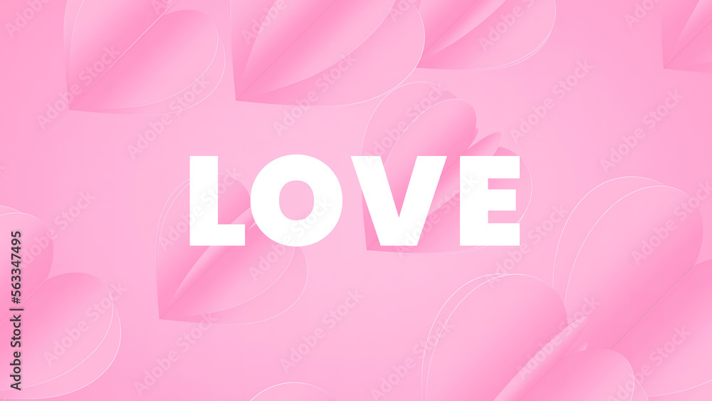 Valentine's day social media message. Love text from pink colors in the background.  Seamless motion design.
