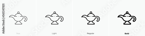 magic lamp icon. Thin  Light Regular And Bold style design isolated on white background
