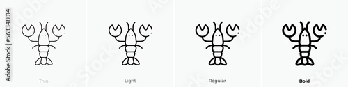 lobster icon. Thin, Light Regular And Bold style design isolated on white background