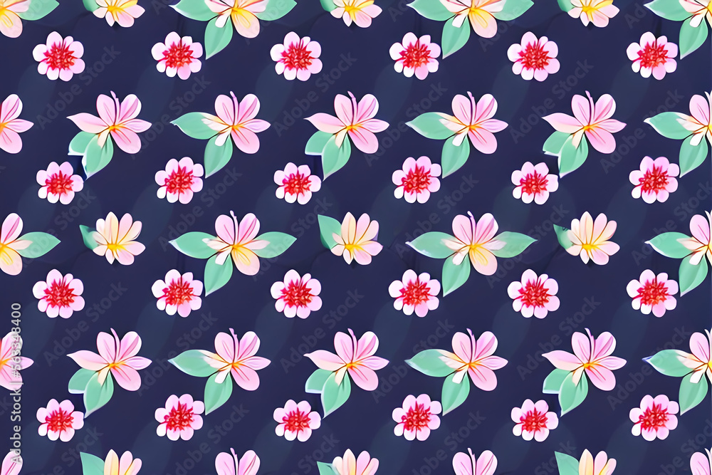 seamless pattern with flowers generative  AI 