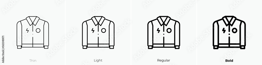 jacket icon. Thin, Light Regular And Bold style design isolated on white background
