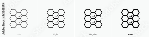 honeycomb icon. Thin  Light Regular And Bold style design isolated on white background