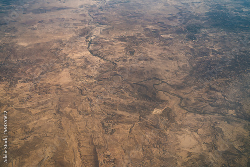 Aerial view of Tunisia during the flight Monastir to Lyon - some landscape- Tunisia