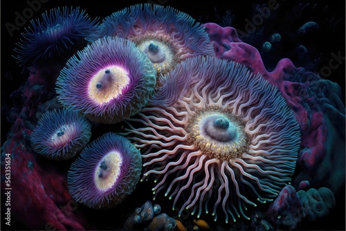 The beautiful and deadly sea anemones of the deep. Generative AI
