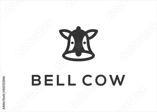 bell with cow head logo design template vector