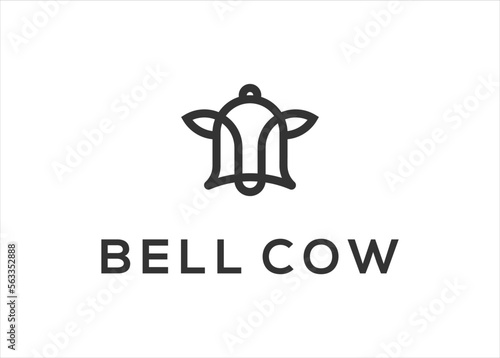 bell with cow head logo. cowbell design template vector