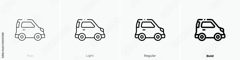 car icon. Thin, Light Regular And Bold style design isolated on white background