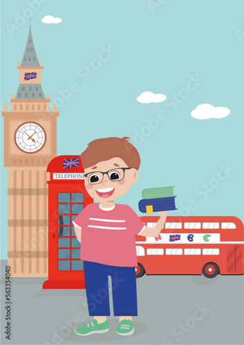 schoolboy boy on the street of London