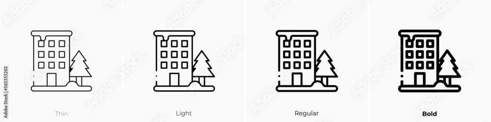 apartment icon. Thin, Light Regular And Bold style design isolated on white background