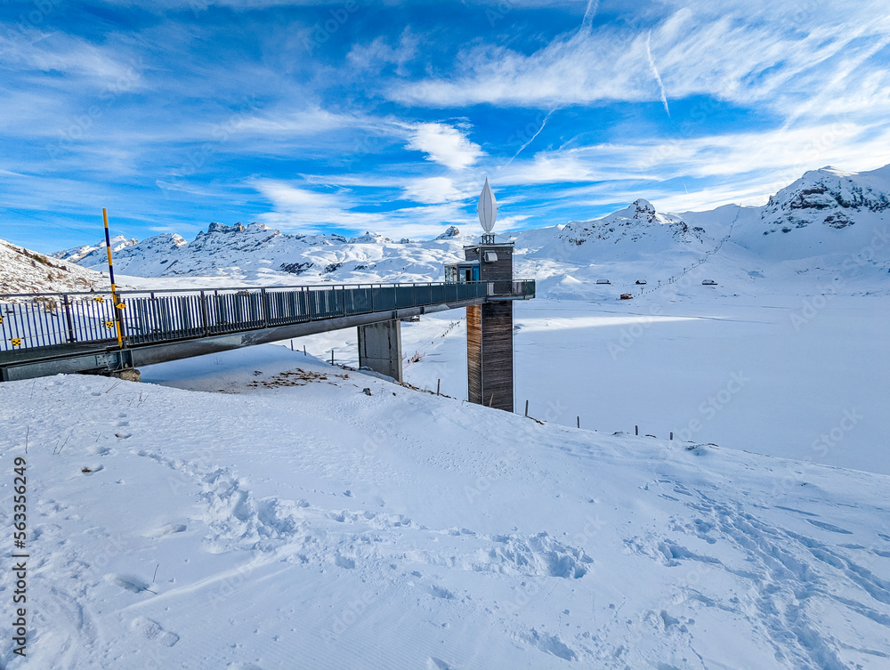 Ski slopes and mountains, Melchsee-Frutt mountain resort village, Switzerland