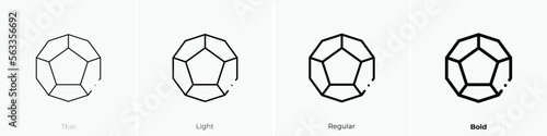 dodecahedron icon. Thin, Light Regular And Bold style design isolated on white background photo